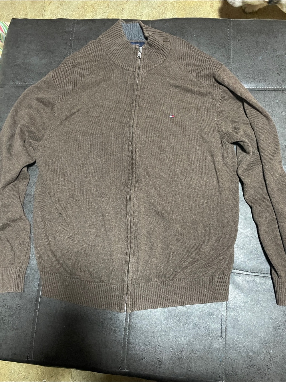 Tommy Hilfiger Brown Full-Zip Knit Sweater Jacket